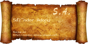 Sándor Adony névjegykártya